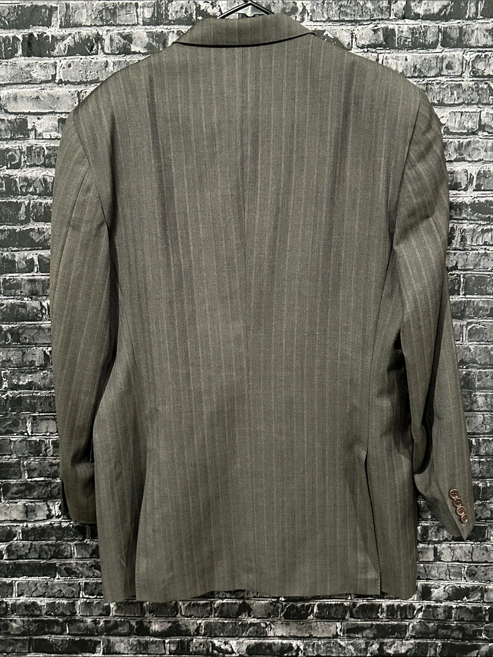 Canali Men's Gray & Brown Pinstripe Three-Button Suit Jacket